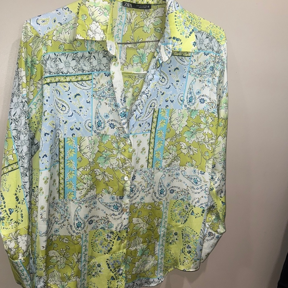 Zara Multicolor Floral Patchwork Blouse